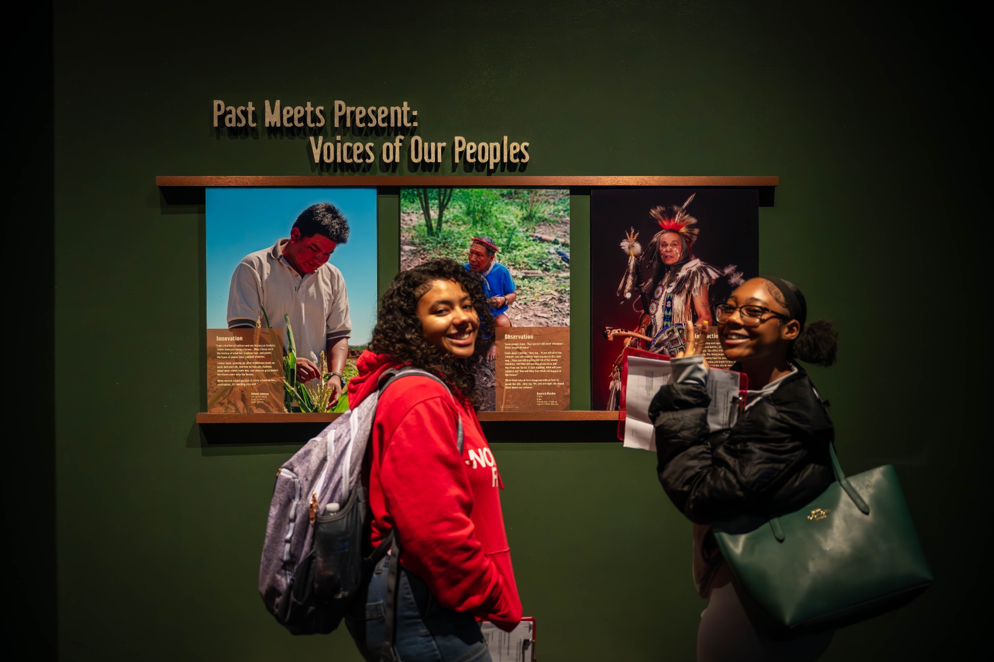 Orr Academy students learning in the Field Museum exhibition Past Meets Present