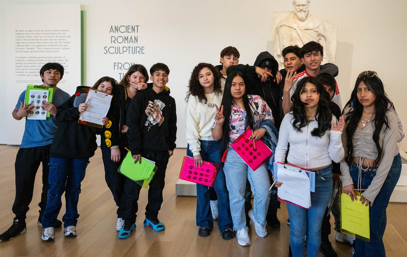 Orr Academy students studying ancient Roman sculpture at the Art Institute of Chicago