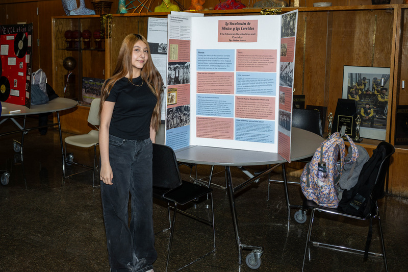 Orr Academy scholar presenting her exhibit project
